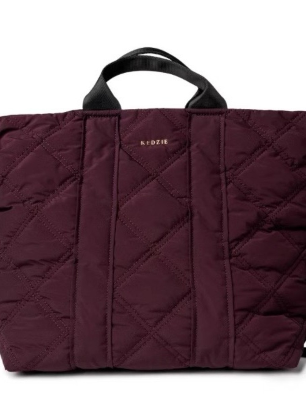 Kedzie Quilted Tote in Mulberry with Black Strap